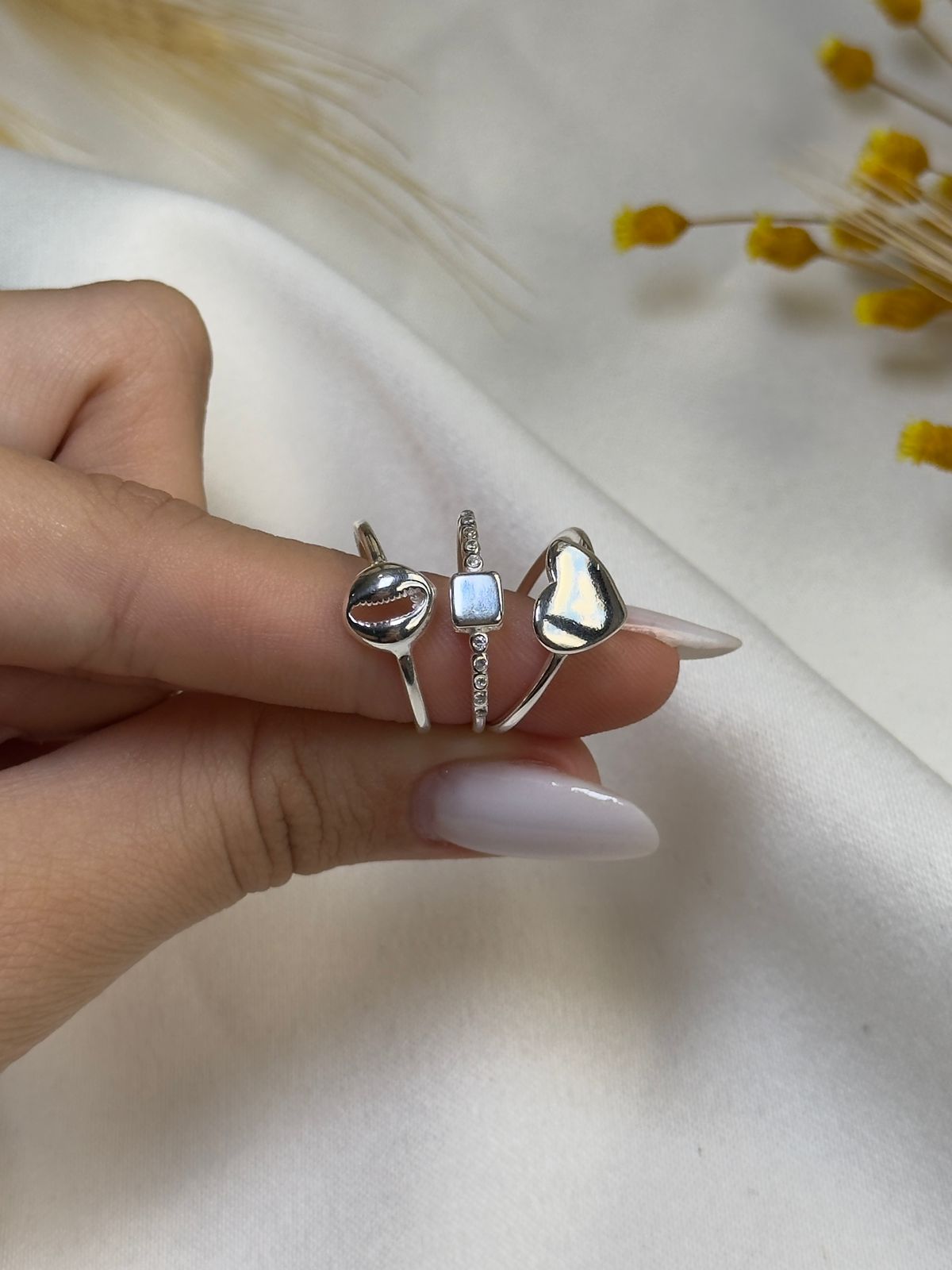 Trio de Anéis Panda - Prata 925