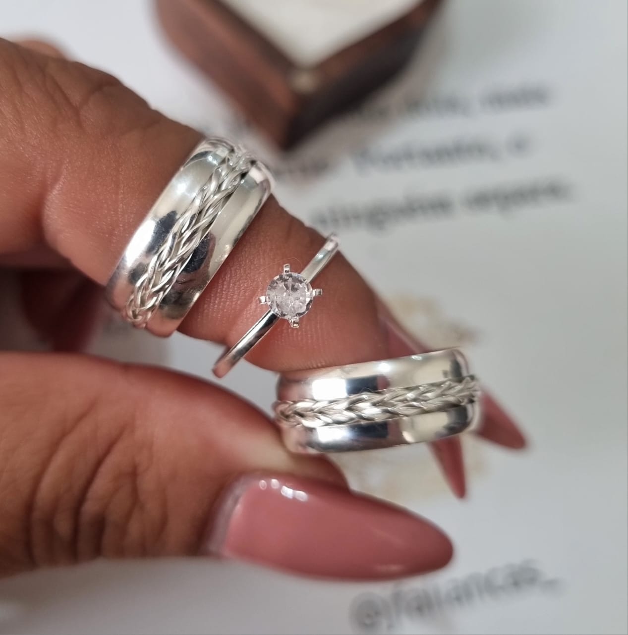 Par de Alianças Em Prata 950 8mm - Húngaro