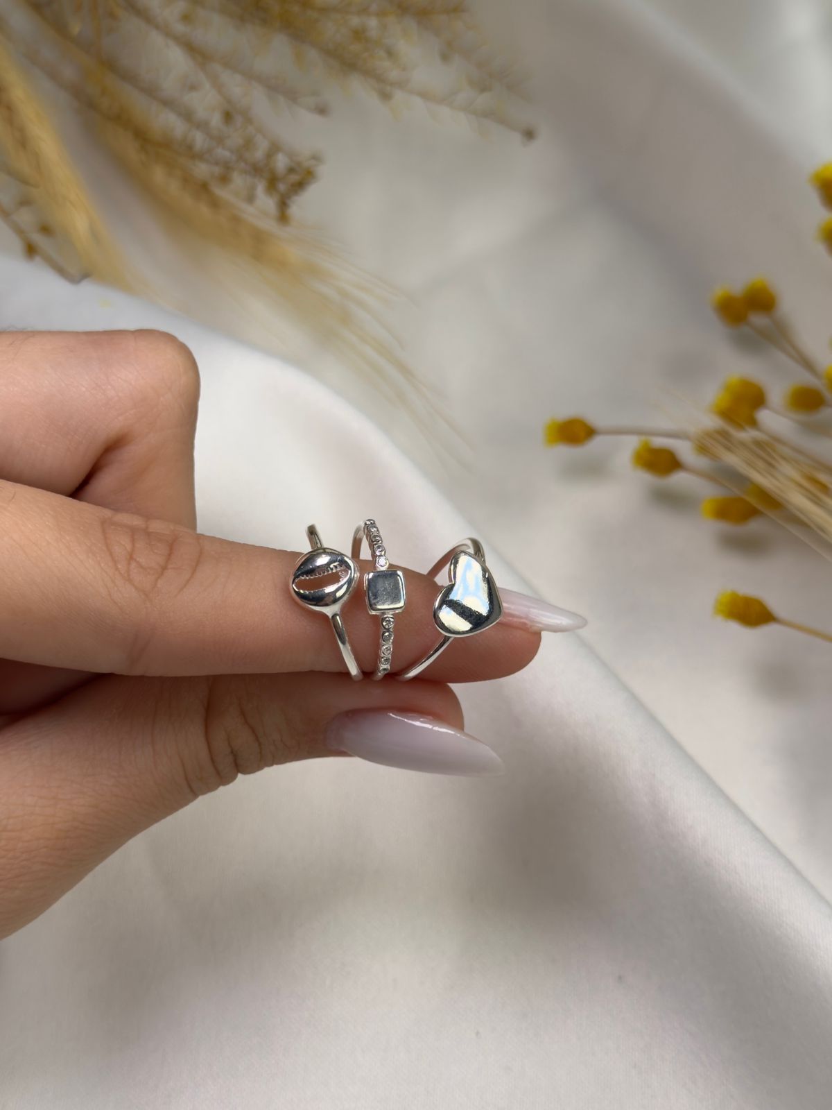 Trio de Anéis Panda - Prata 925