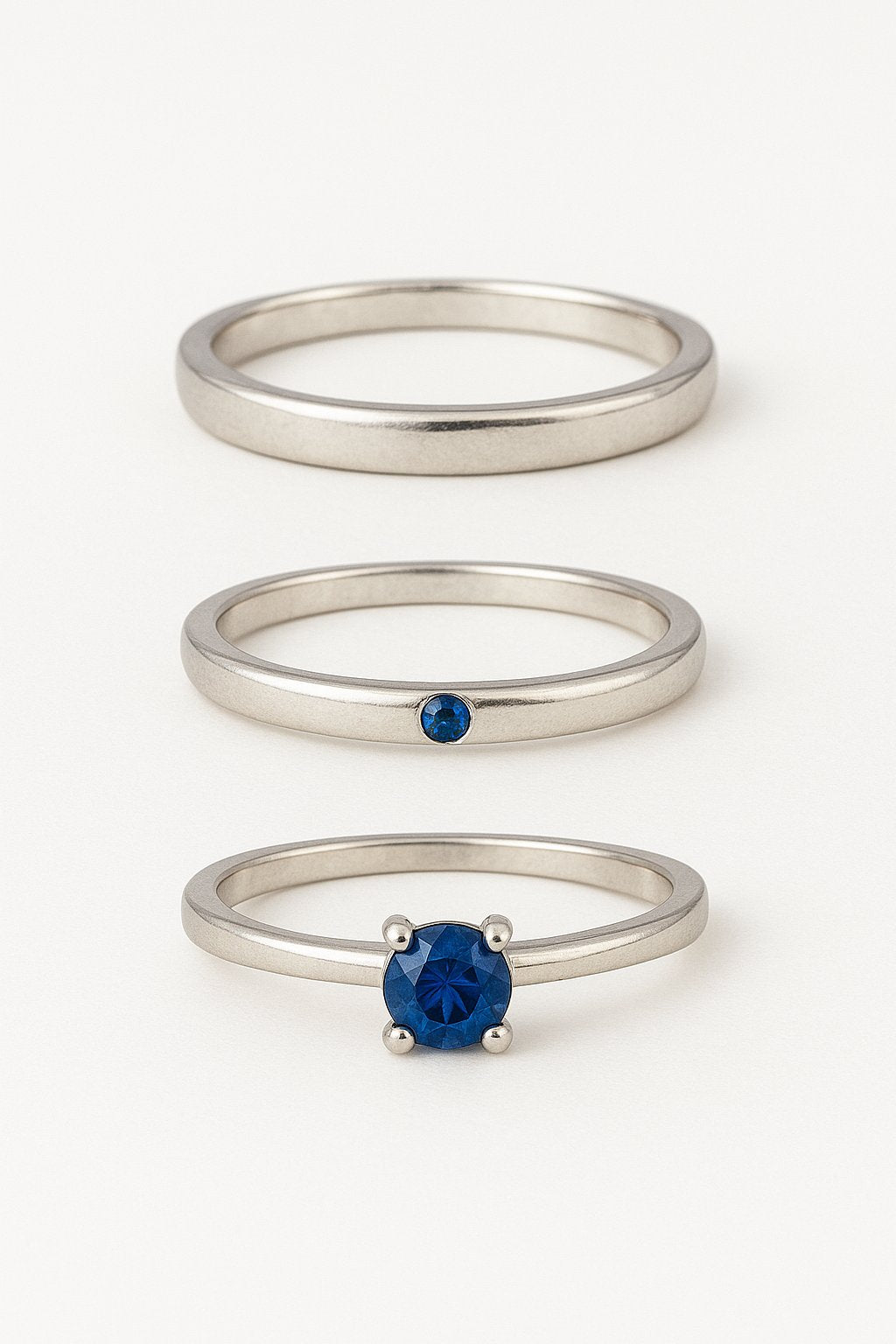 Par de Aliança Classic Azul Escuro 2mm - Prata 925