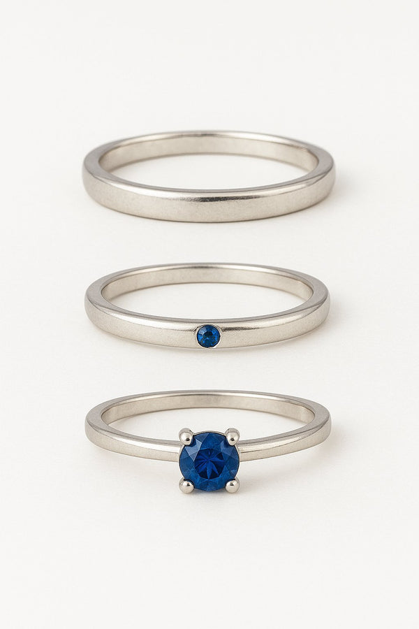 Par de Aliança Classic Azul Escuro 2mm - Prata 950