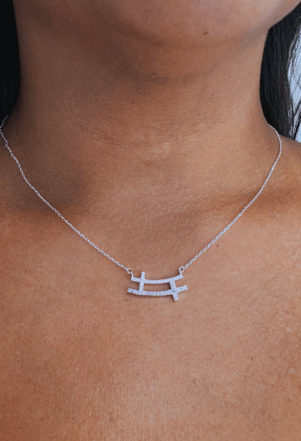 Colar chocker Cruxifixo Cruzado Zircônia Cristal-Prata 925