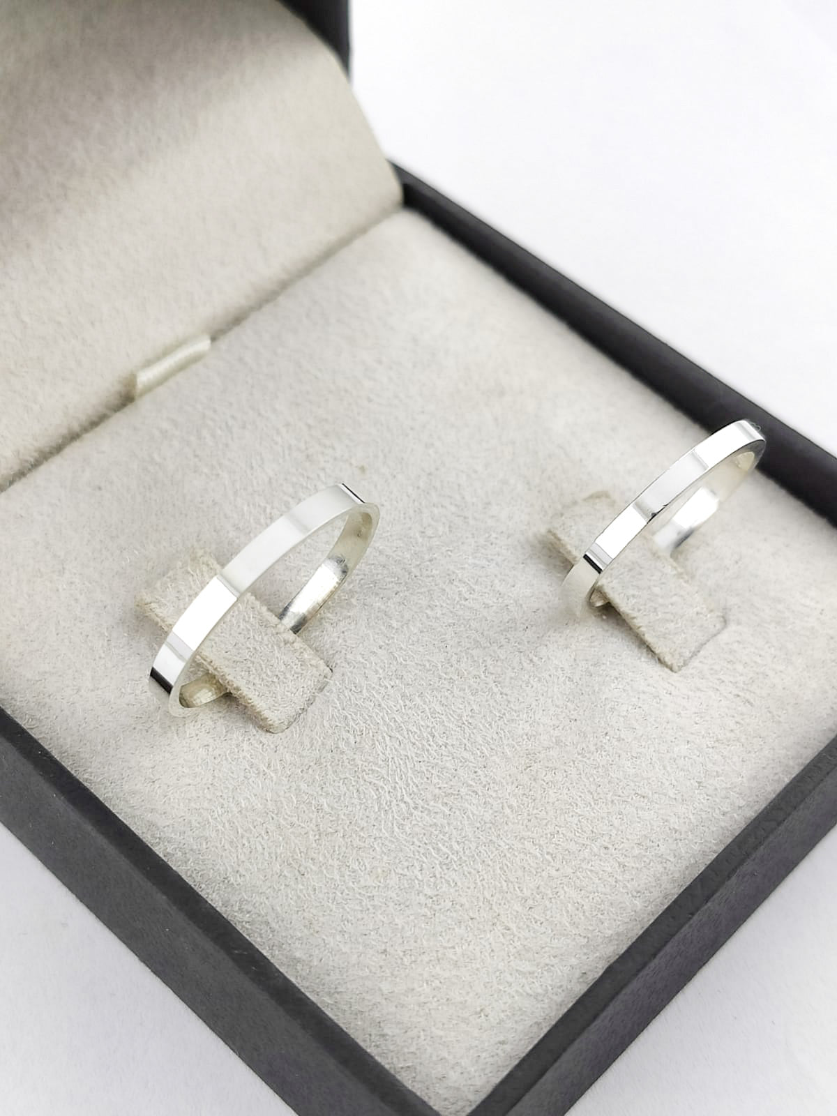 Par de Alianças em Prata 950 2mm anatômica - Porto Sem Anel Solitário