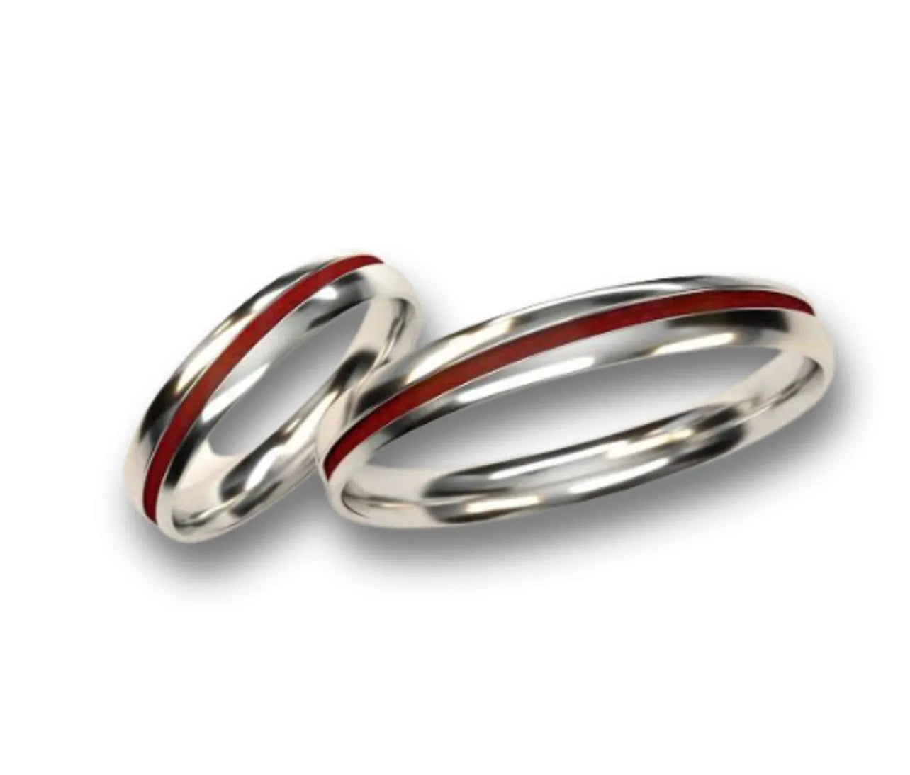 Par de Alianças Em Prata 950 4mm Vermelha - Kaito