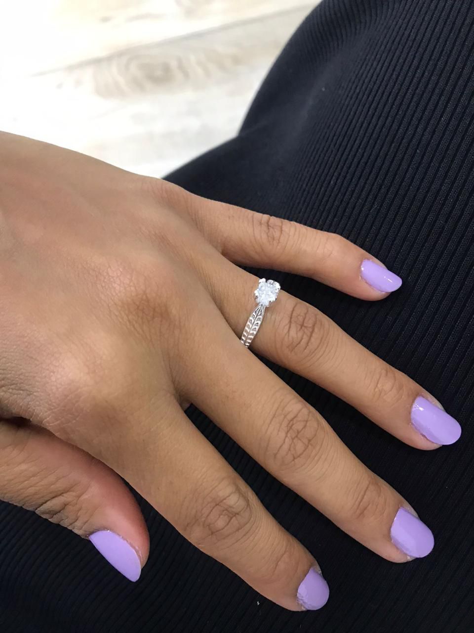 Anel Solitário Prata Italiana 950 - Veneza