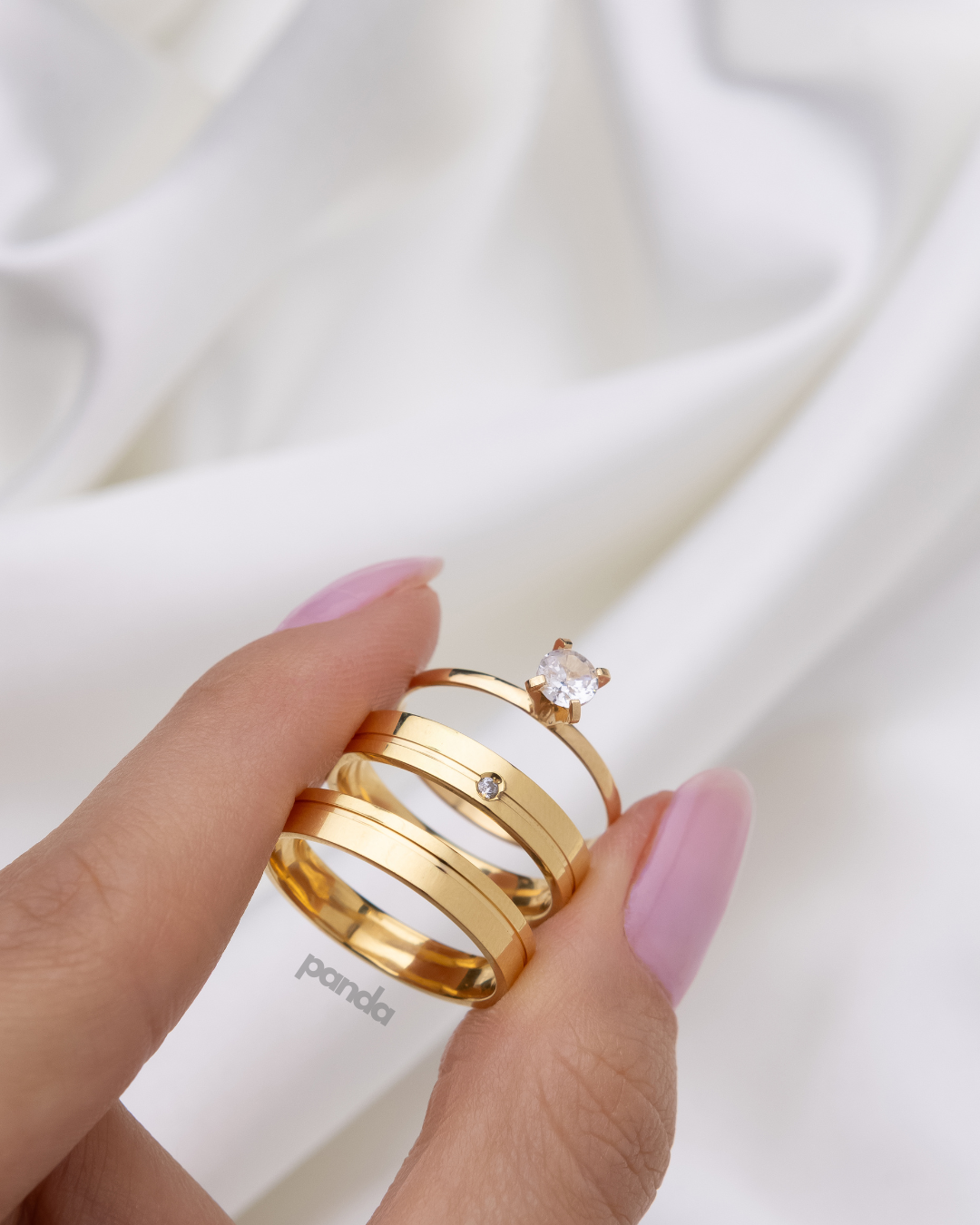 Conjunto Alianças Banhada Ouro 18K 4mm - Barcelona