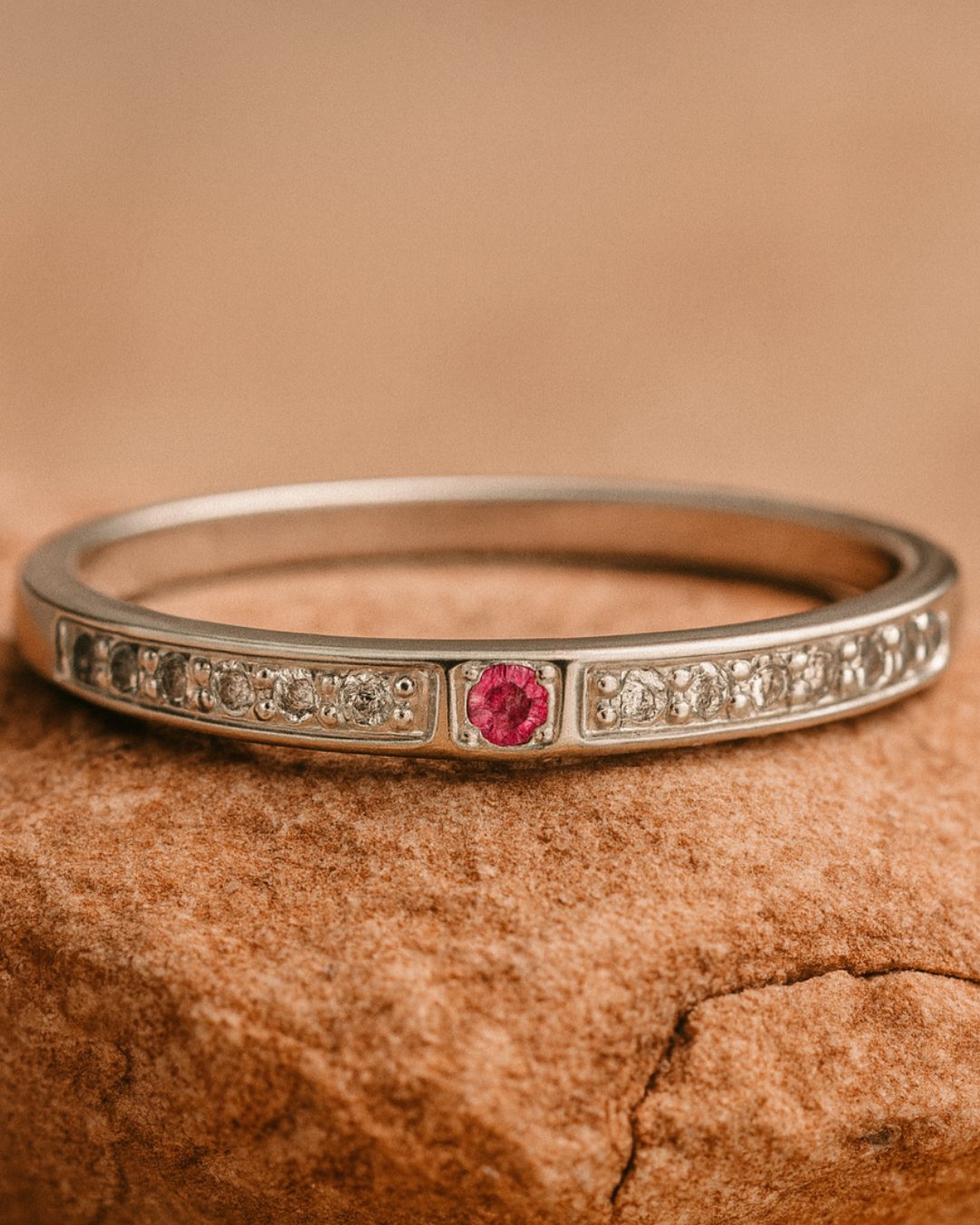 1 Aliança Pink Bloom - Prata 925