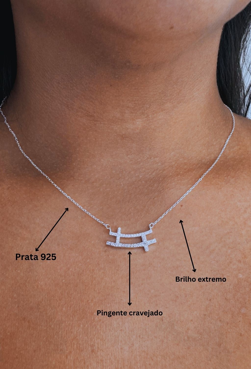 Colar chocker Cruxifixo Cruzado Zircônia Cristal-Prata 925