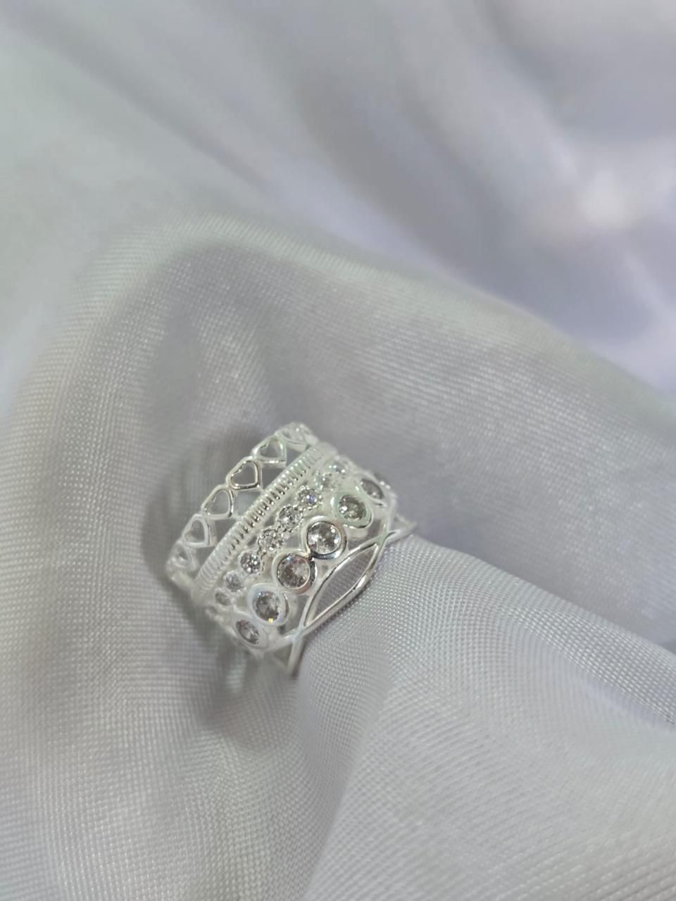 Anel Prata italiana 950 Heart- 10mm