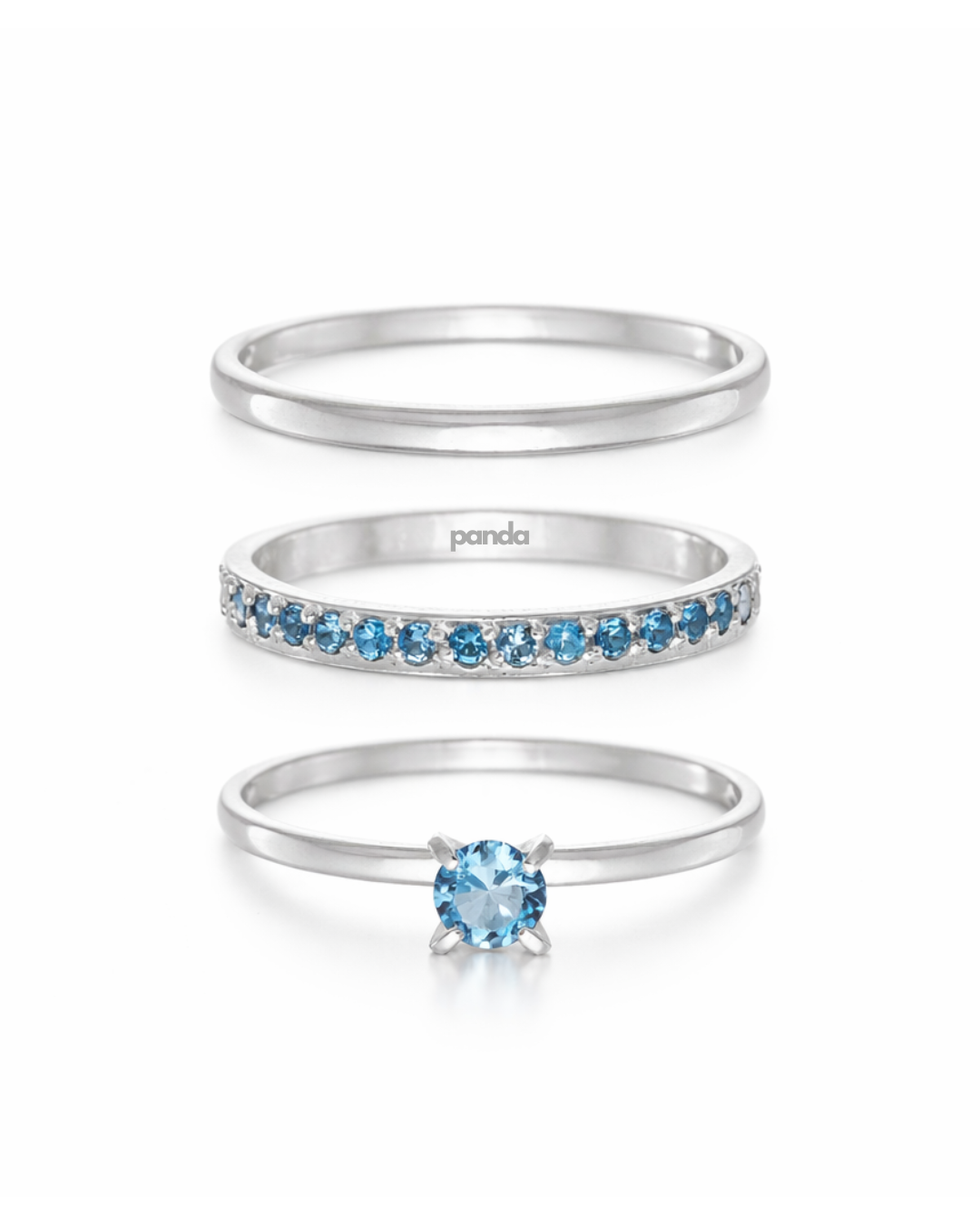 Par de Aliança Classic Shine Azul  2mm - Prata 950