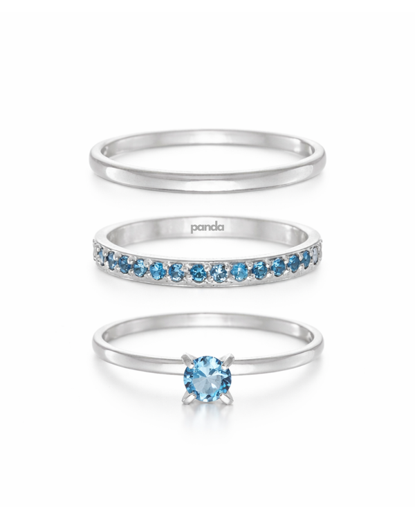 Par de Aliança Classic Shine Azul  2mm - Prata 950