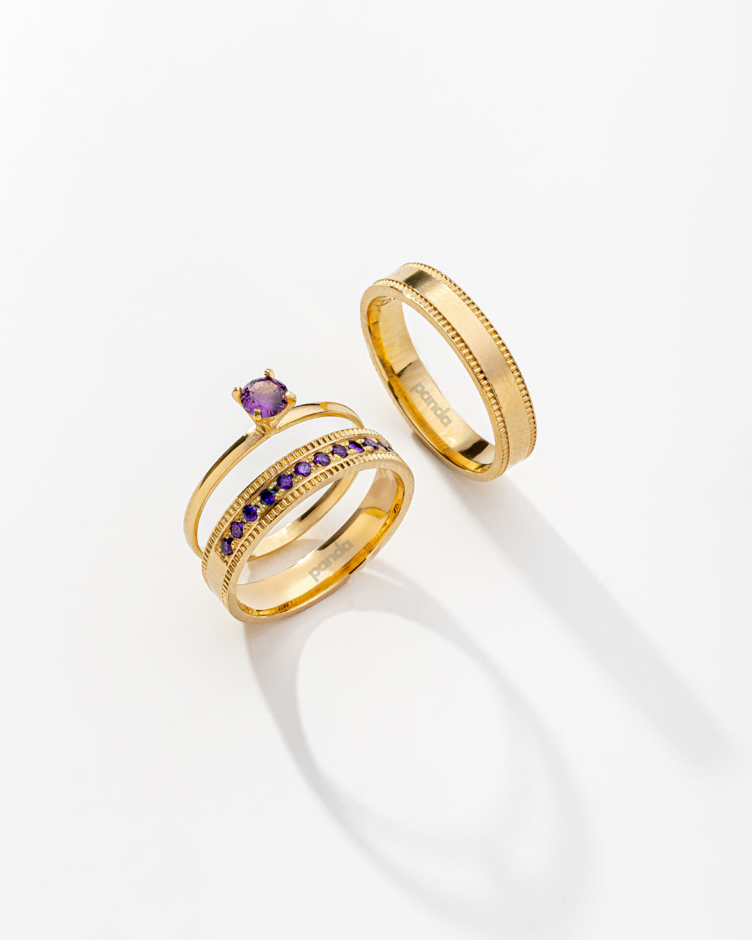 Conjunto Alianças Banhado a ouro 18k - De Janeiro a Janeiro 4mm