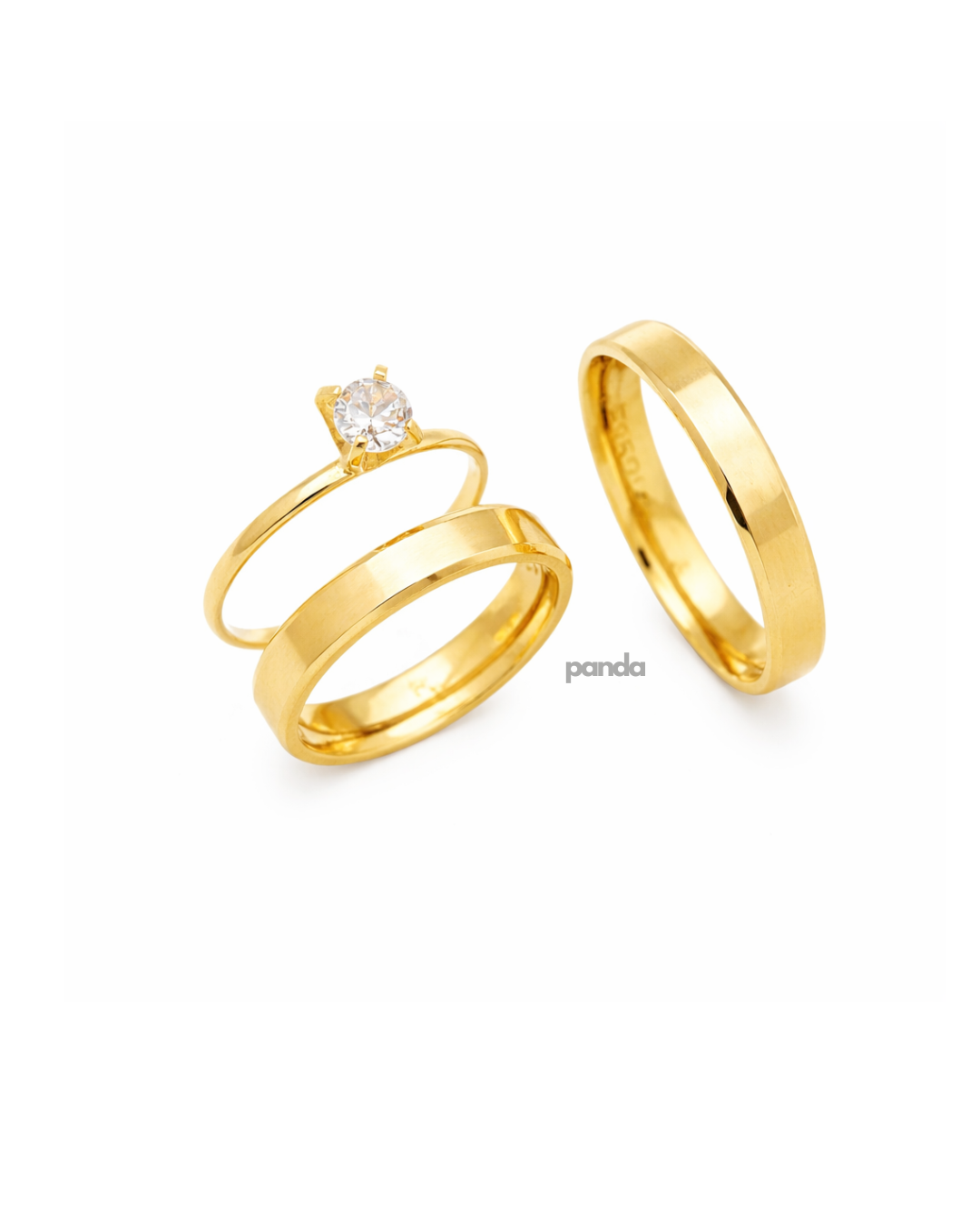 Conjunto Alianças Banhada Ouro 18K 3mm - Dubai