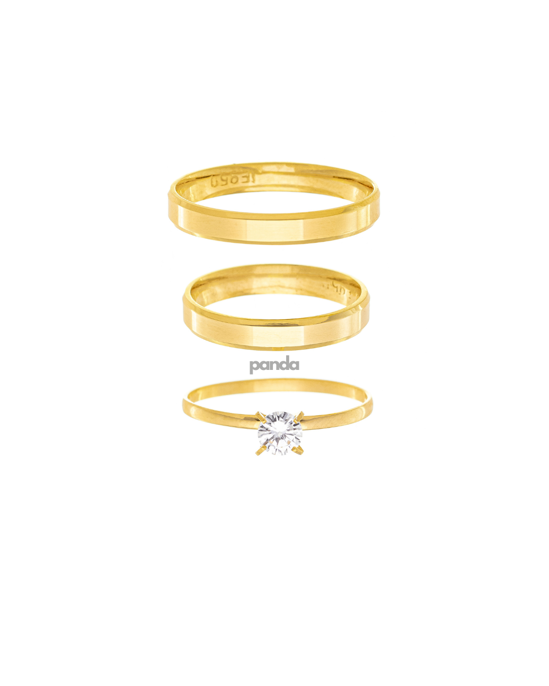 Conjunto Alianças Banhada Ouro 18K 3mm - Dubai