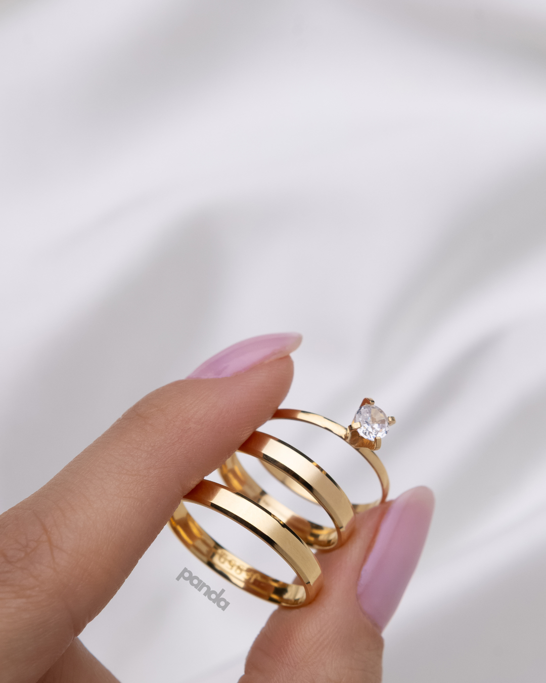 Conjunto Alianças Banhada Ouro 18K 3mm - Dubai