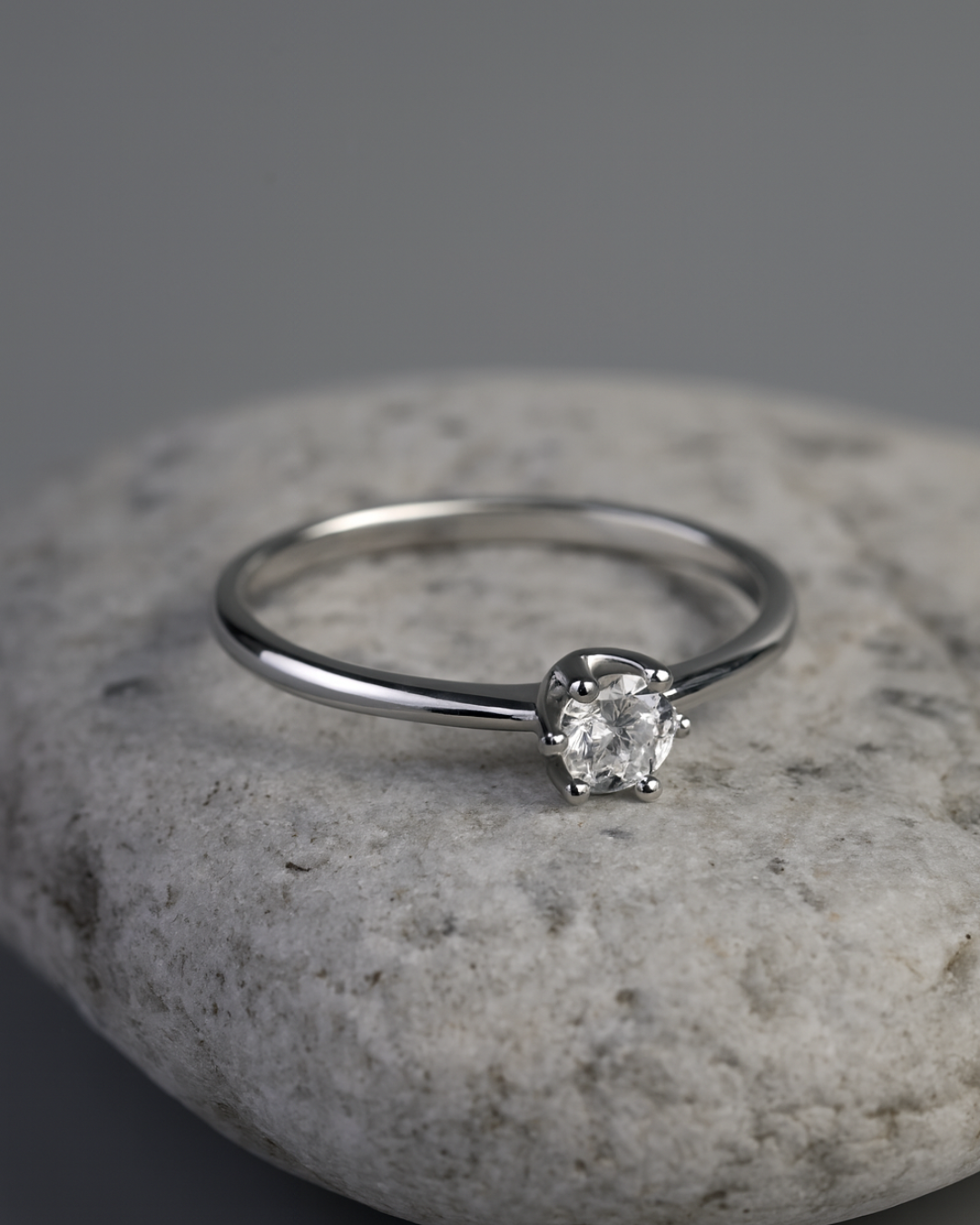 Anel Solitário  - Prata 925