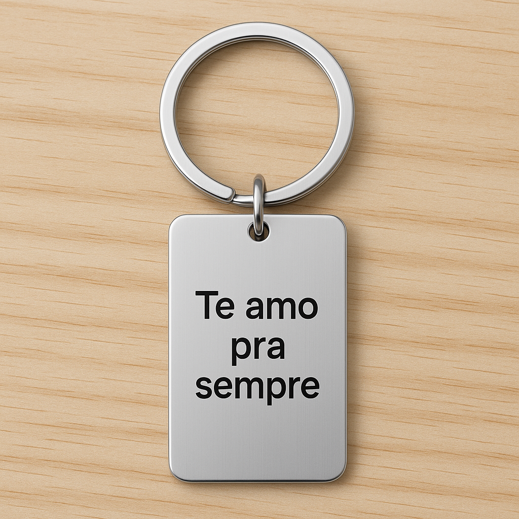 Chaveiro de aço com frase personalizada