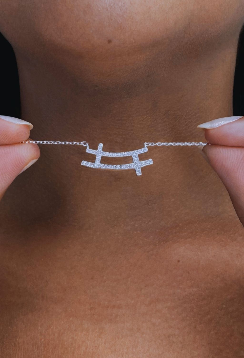 Colar chocker Cruxifixo Cruzado Zircônia Cristal-Prata 925