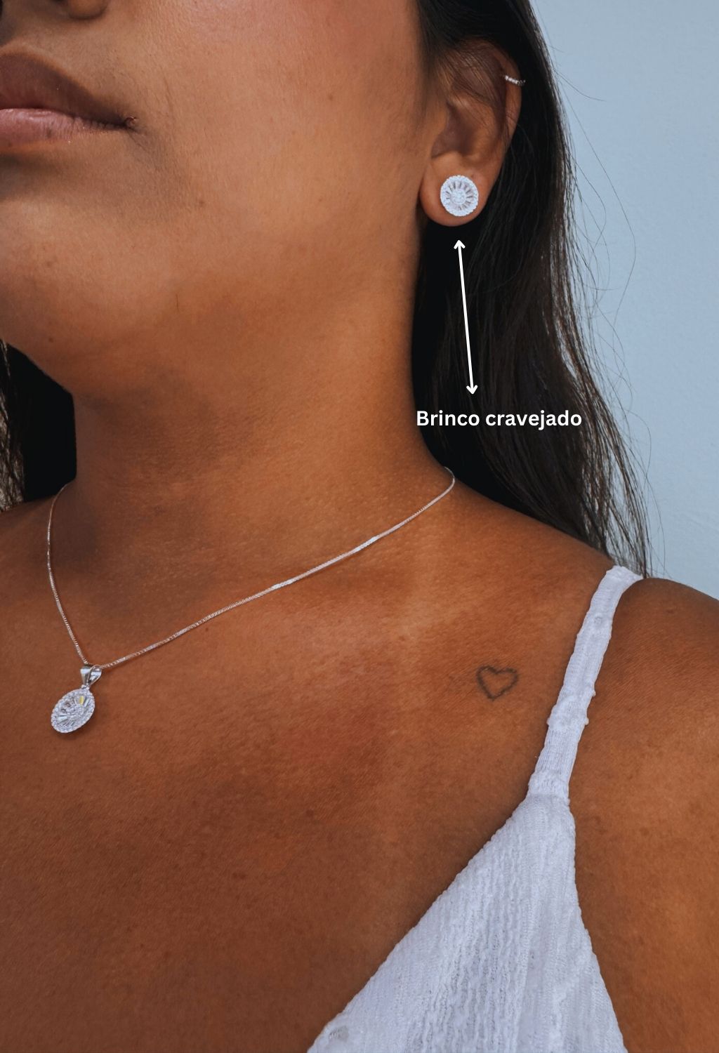 Conjunto Colar e Brinco Luxuoso Cravejado com Zircônia