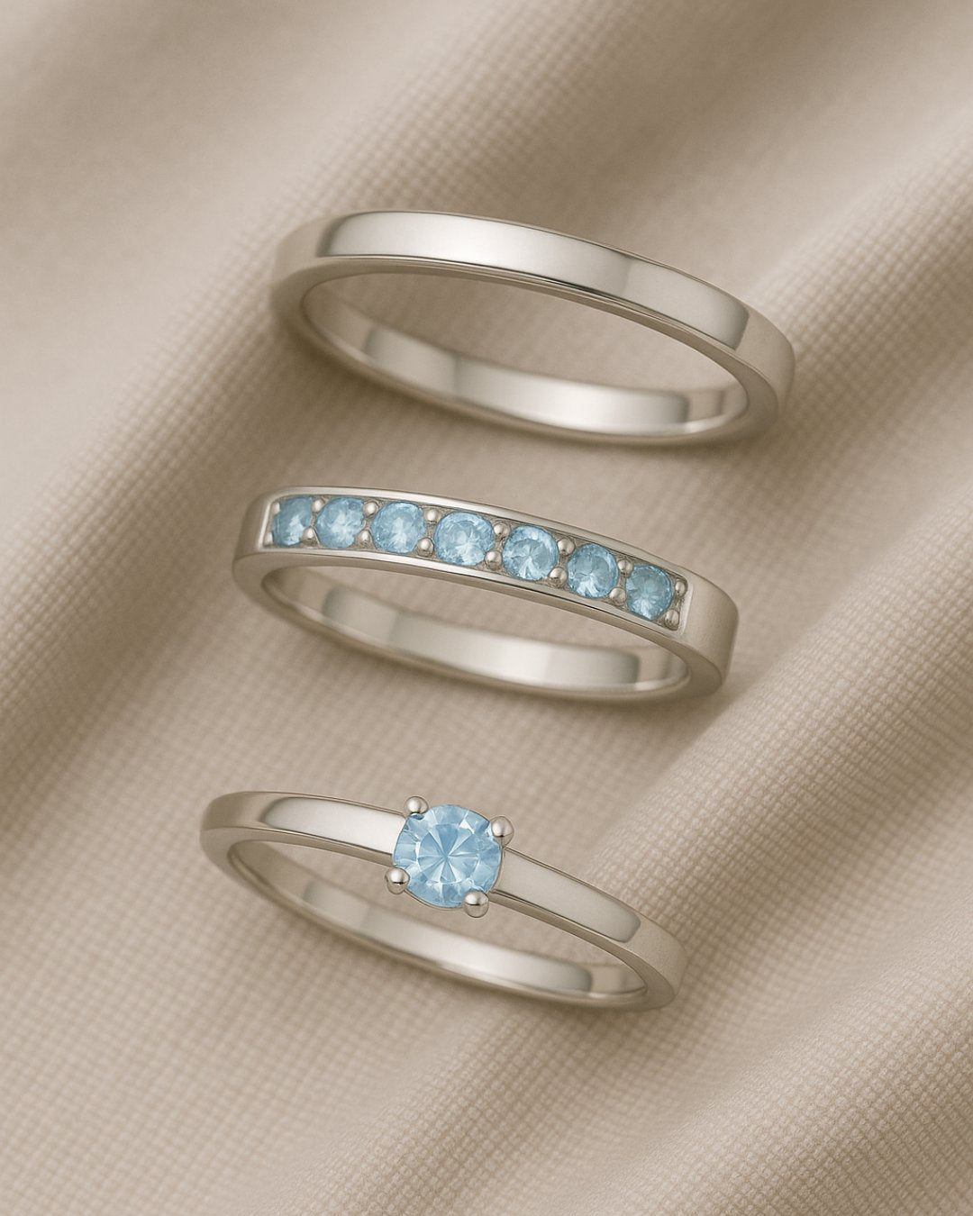 Par de Aliança Classic Shine Azul  2mm - Prata 925