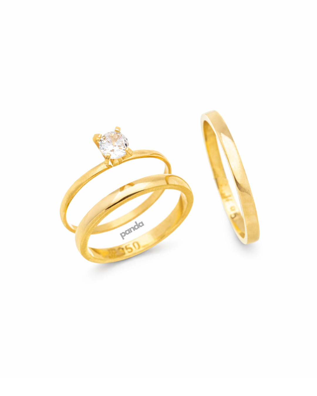 Conjunto Alianças Banhada Ouro 18K 2mm - Madrid