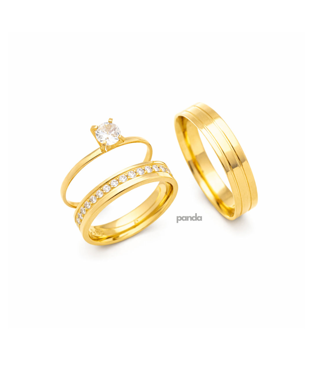 Conjunto Alianças Banhada Ouro 18K 5mm - Maldivas