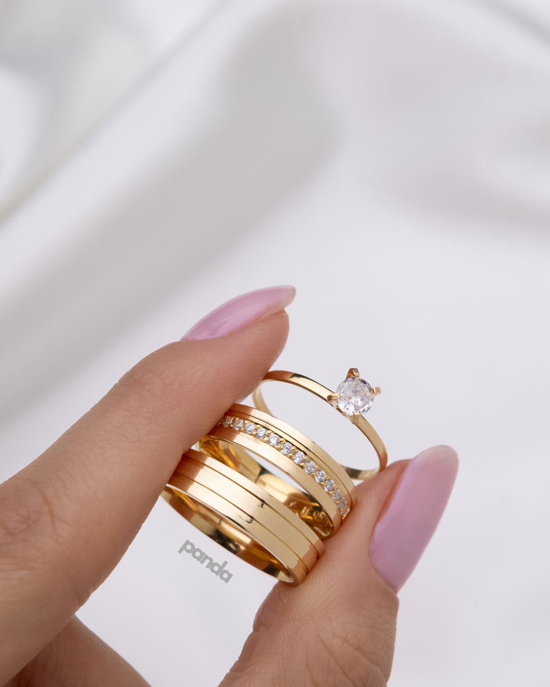 Conjunto Alianças Banhada Ouro 18K 5mm - Maldivas