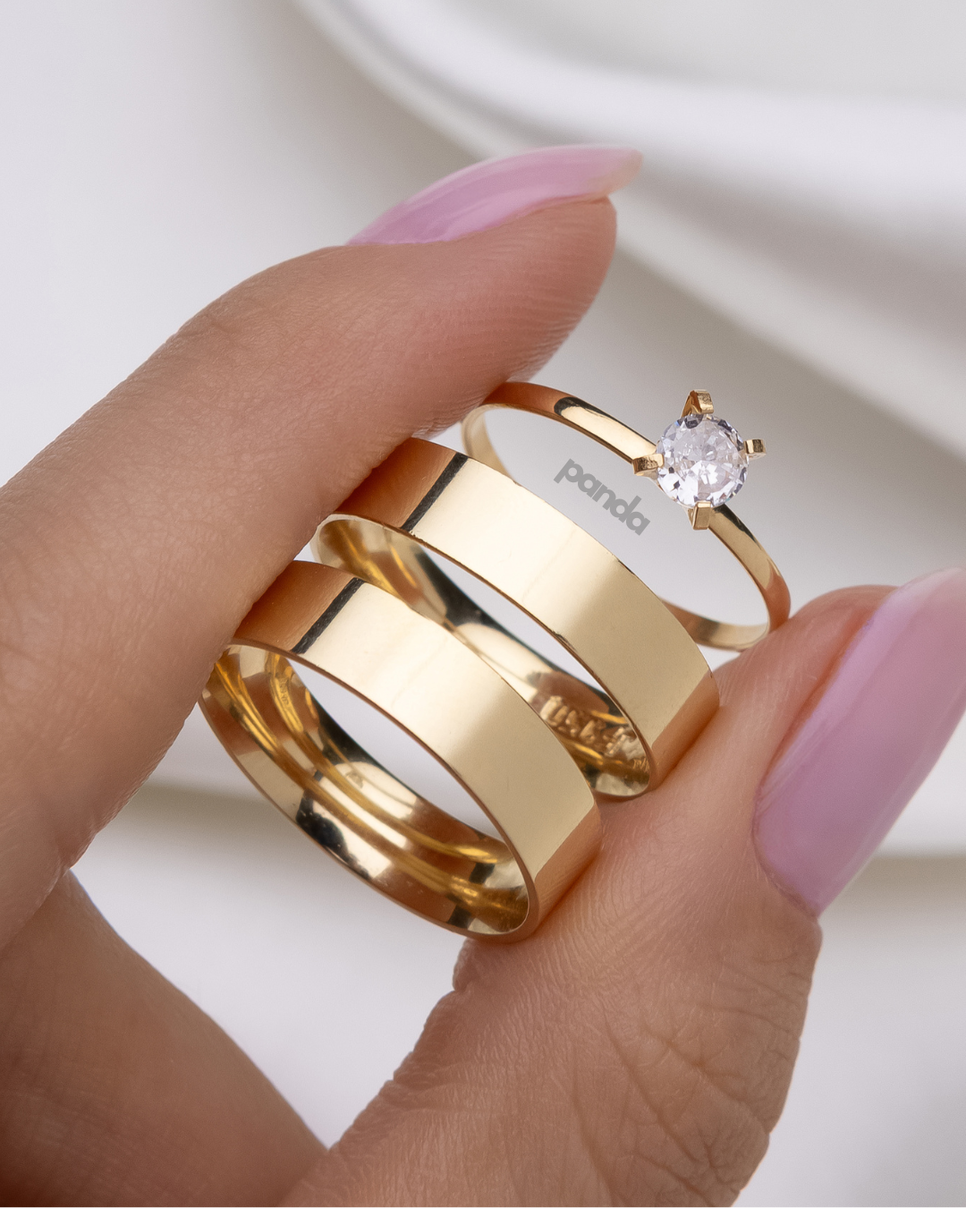 Conjunto Alianças Banhada Ouro 18K 5mm - Maresias