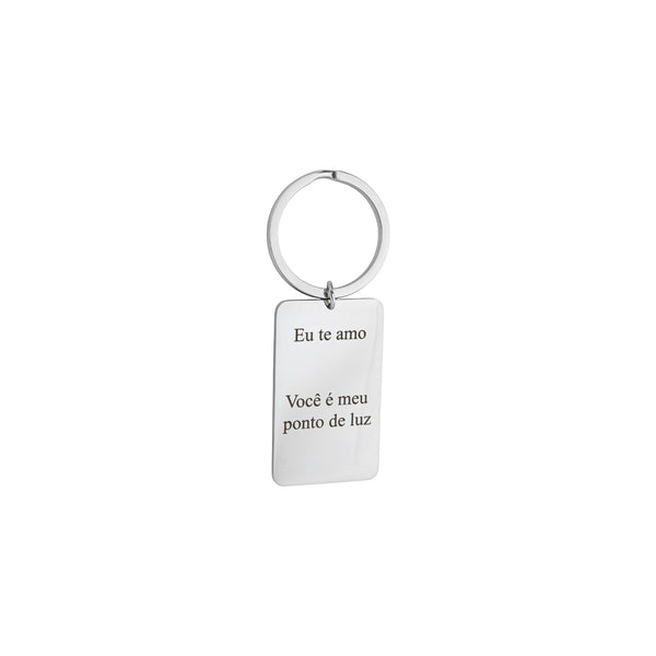 Chaveiro de aço com frase personalizada