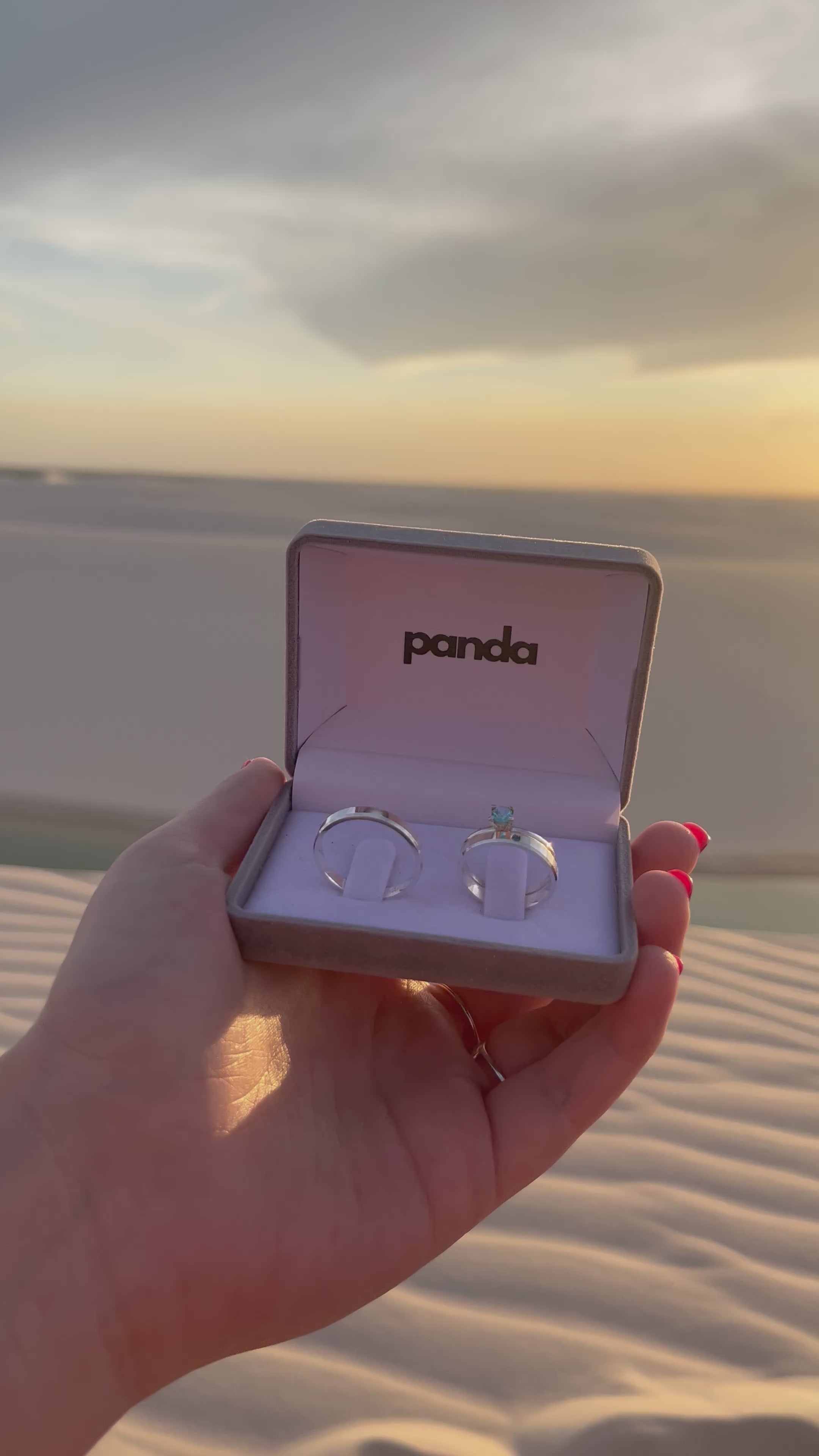 Par de Alianças em Prata 950 3mm - Lençois Maranhenses