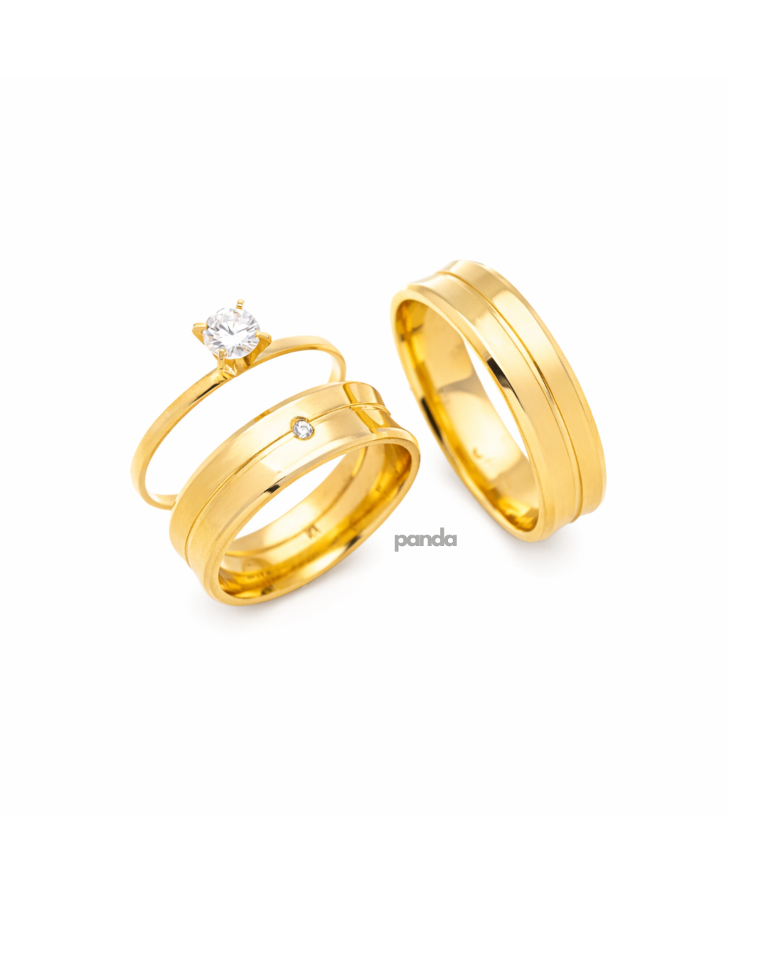 Conjunto Alianças Banhada Ouro 18K 6mm - San Diego