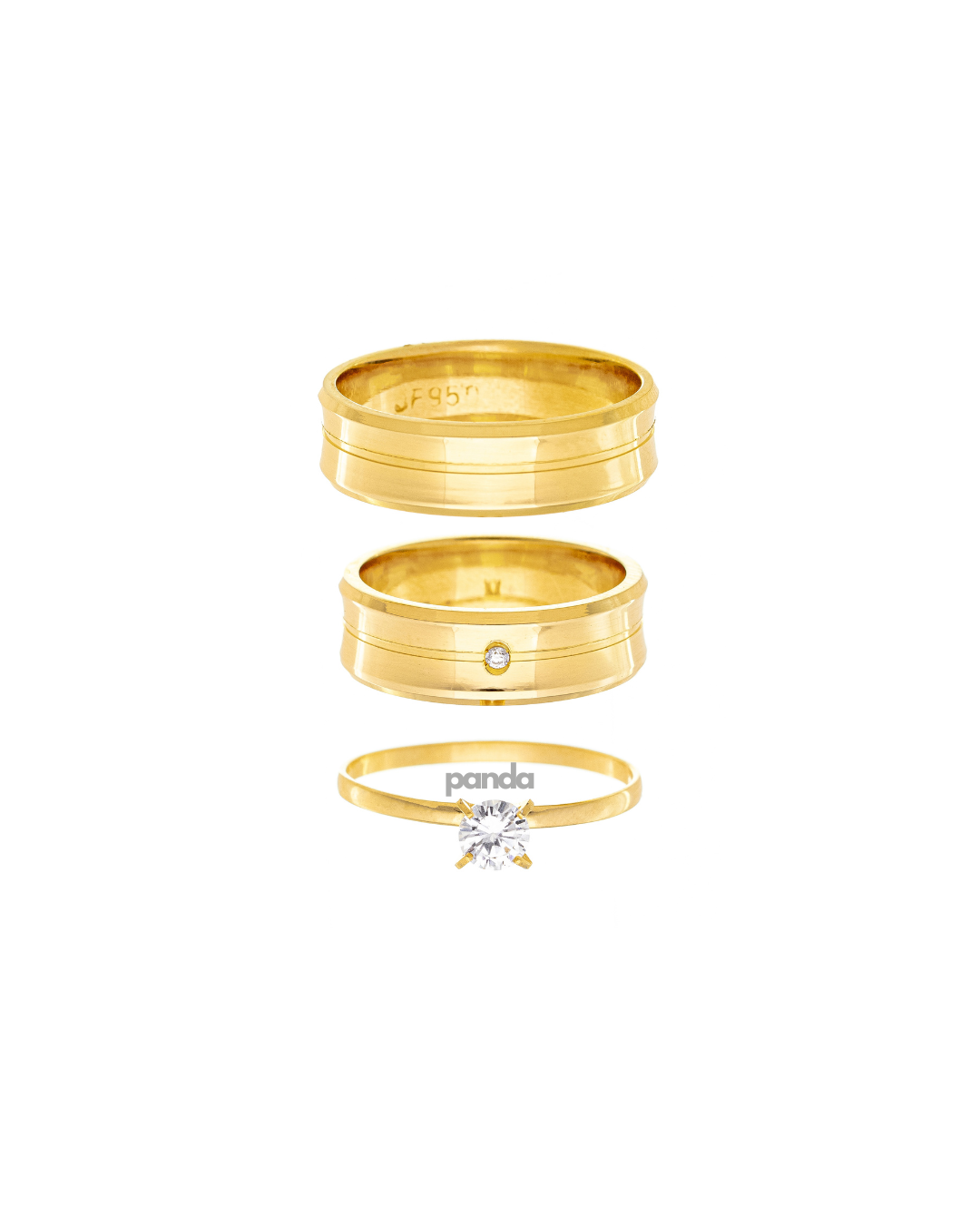 Conjunto Alianças Banhada Ouro 18K 6mm - San Diego