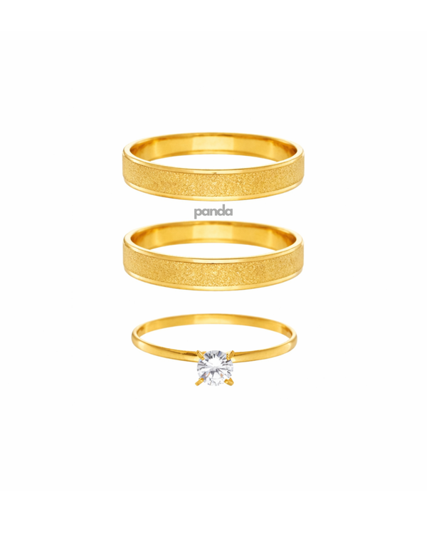 Conjunto Alianças Banhada Ouro 18K 3mm - Viena