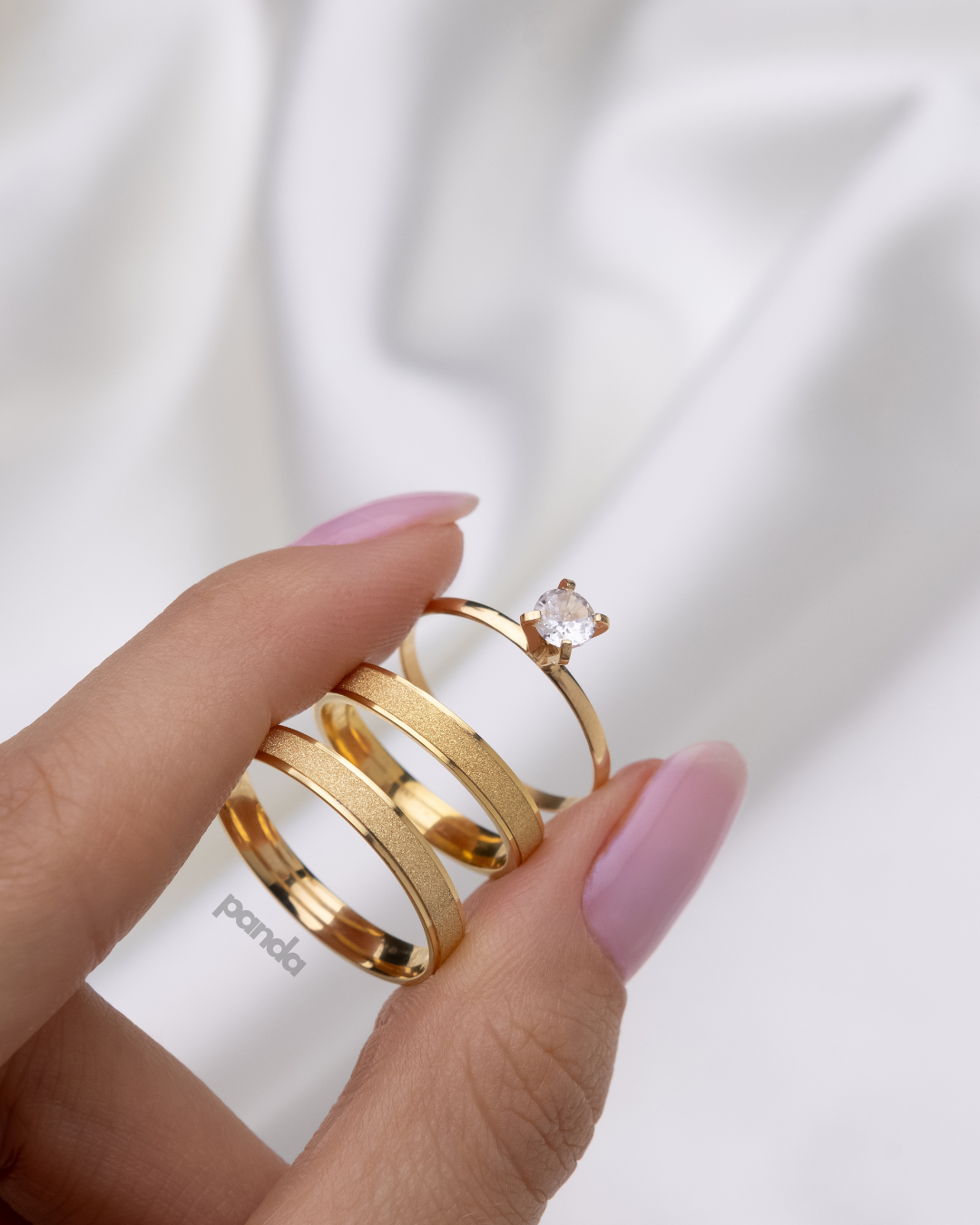 Conjunto Alianças Banhada Ouro 18K 3mm - Viena