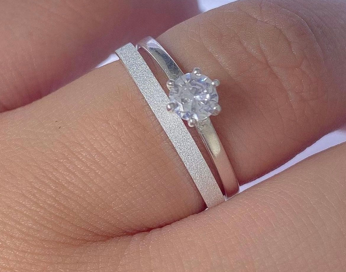 Par de Alianças em Prata 950 2mm - Dubrovnik