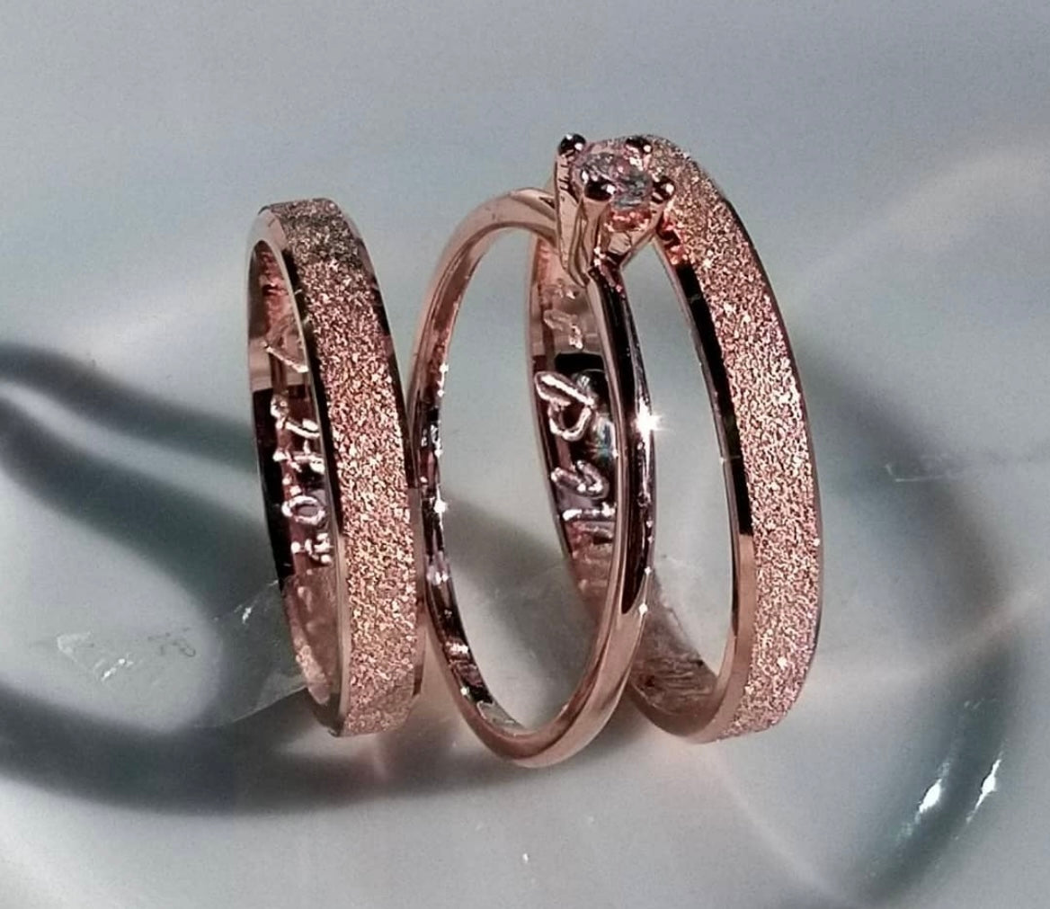 Par de alianças banhadas em ouro rose - 3mm