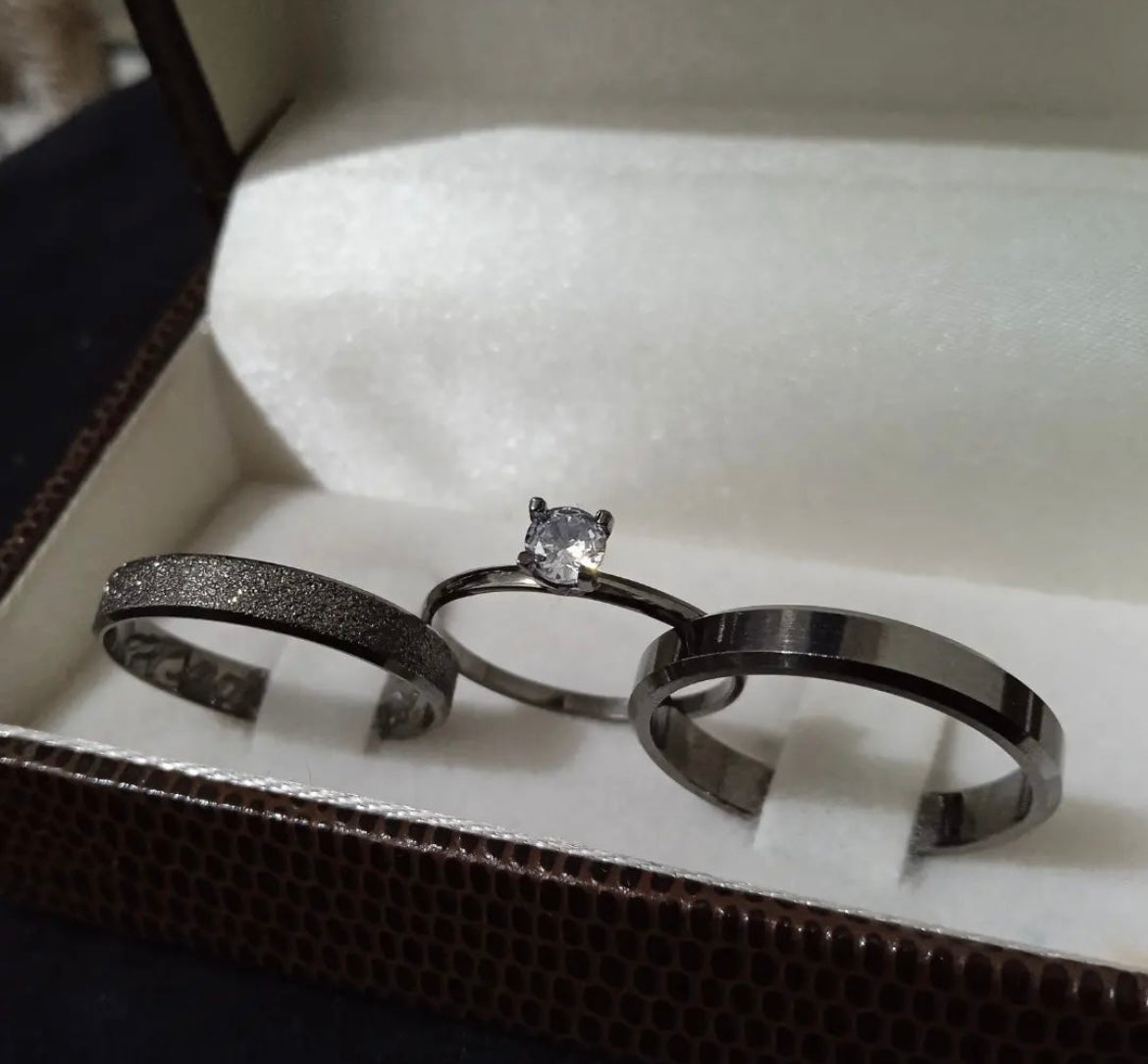 Par de alianças com banho de ródio negro - 3mm