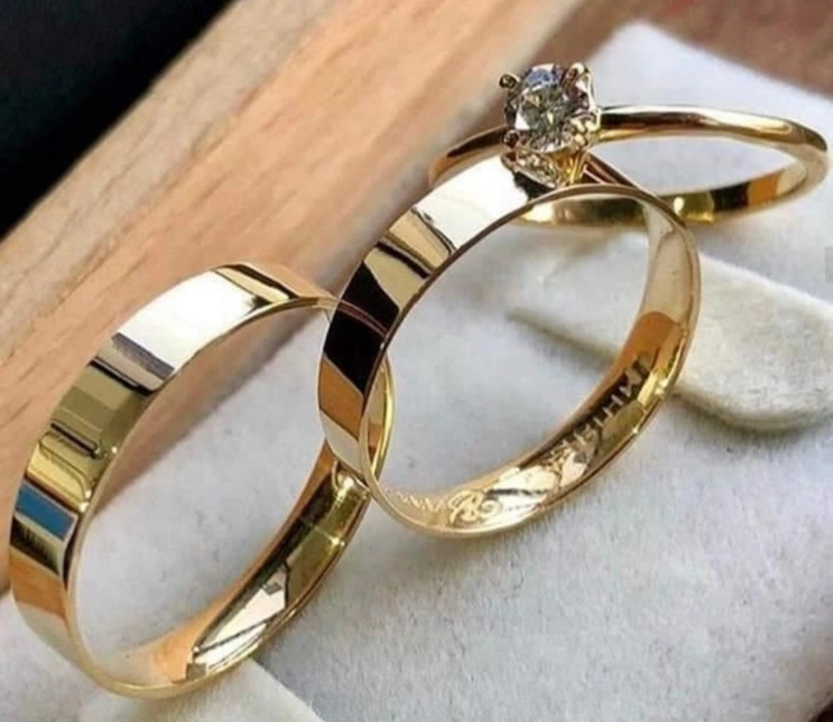 Conjunto Alianças Banhada Ouro 18K 5mm