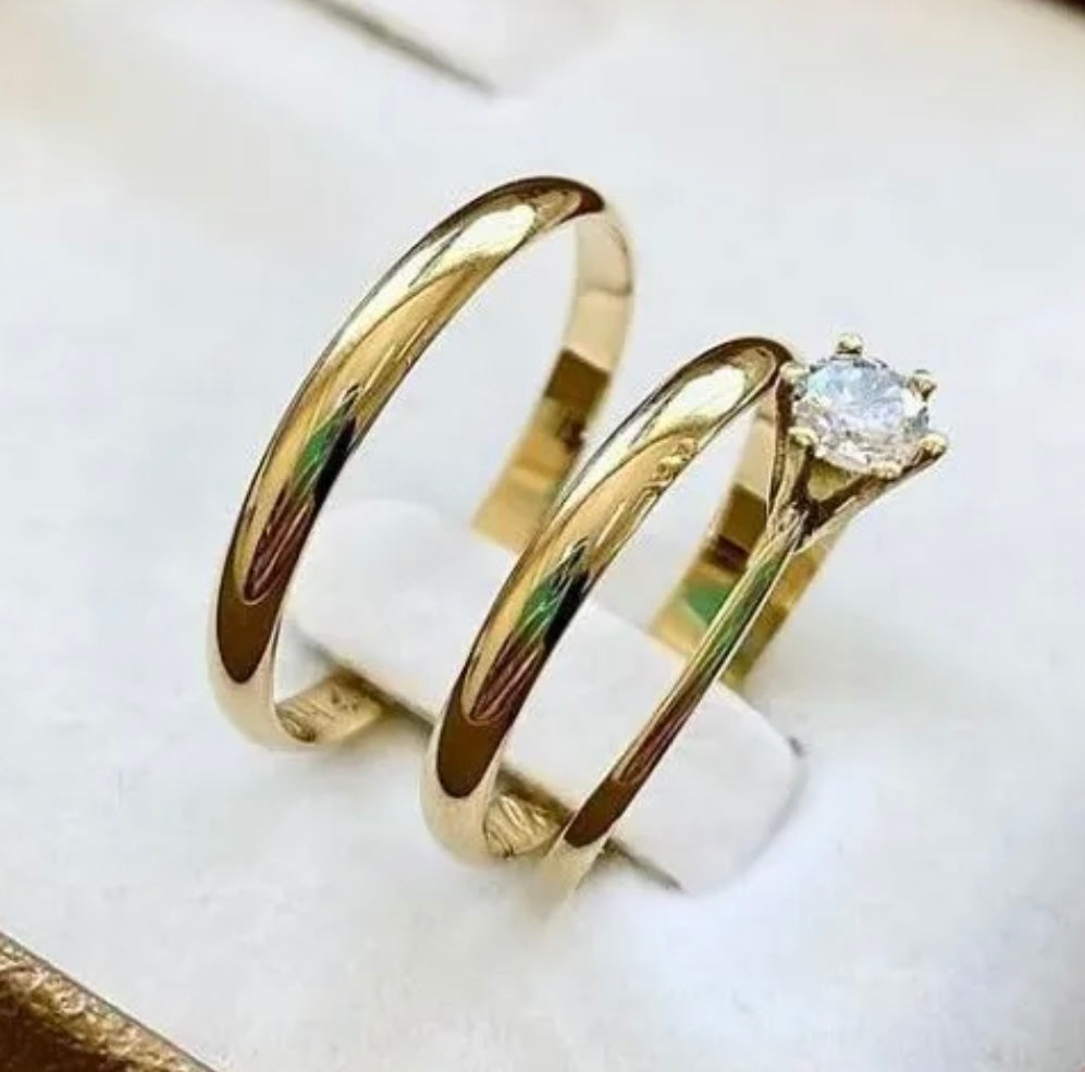 Conjunto Alianças Banhada Ouro 18K 3mm