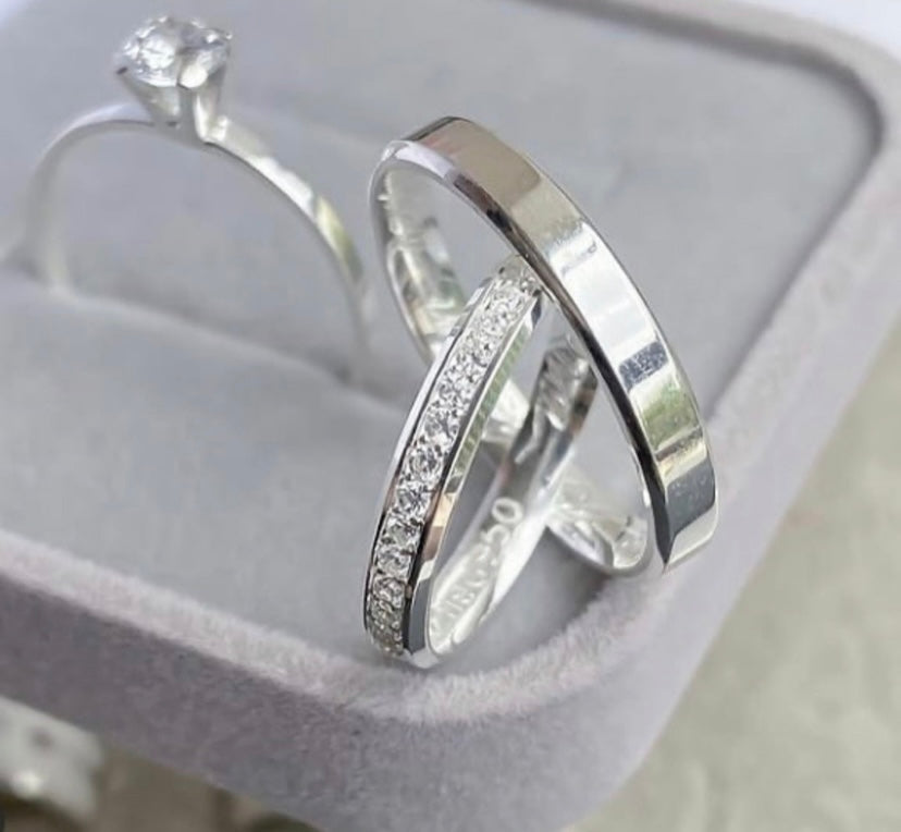 Par de Alianças em Prata 950 3mm - Oia