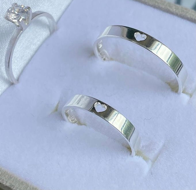 Par de Alianças em Prata 950 3mm - Nice