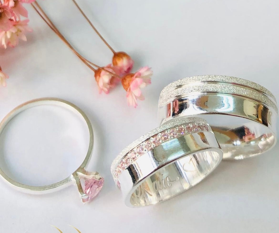 Par de Alianças em Prata 950 8mm - Cracóvia