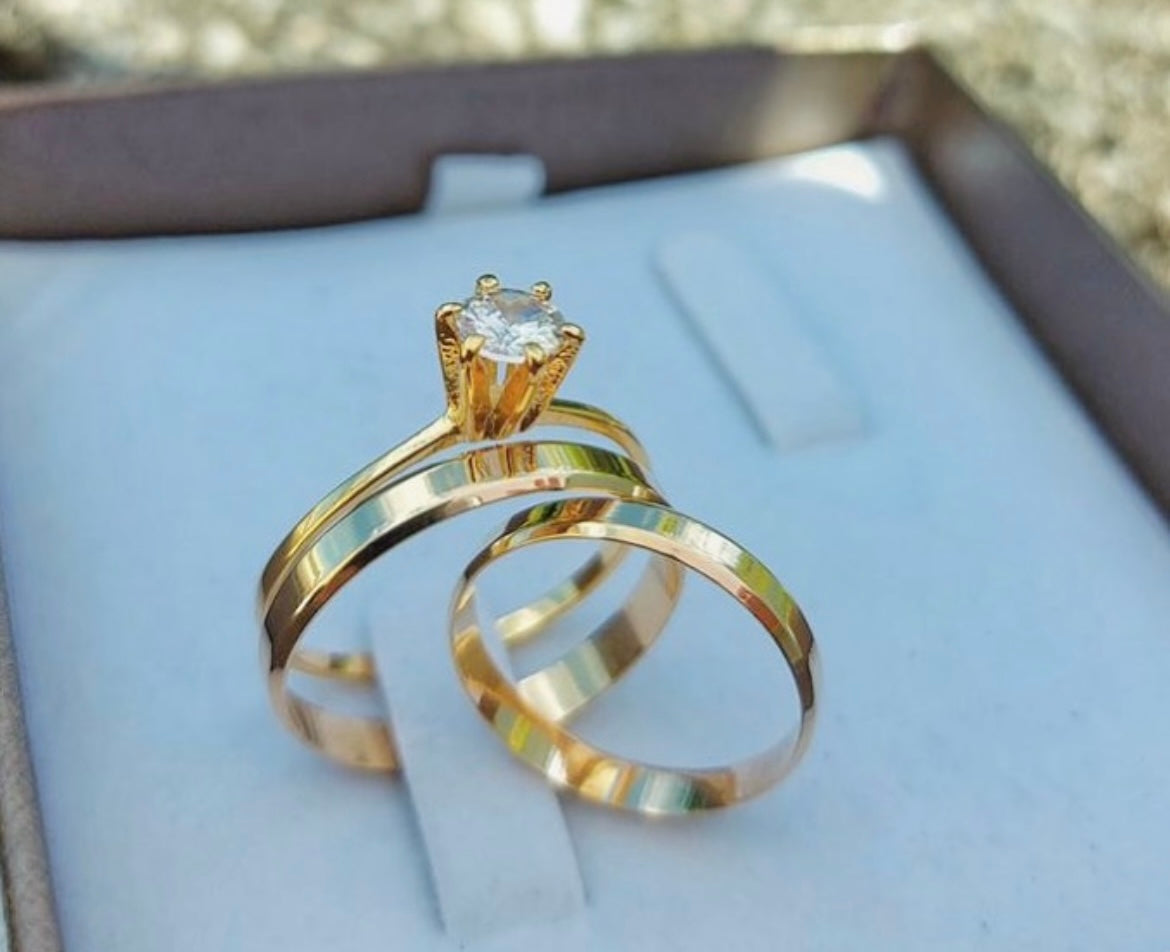 Conjunto Alianças Banhada Ouro 18K 3mm