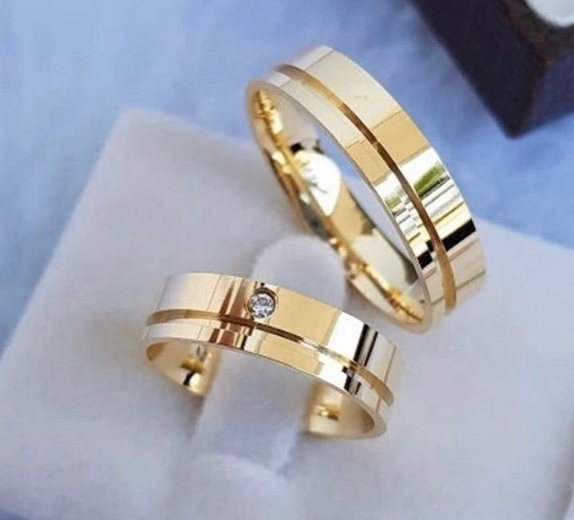 Conjunto Alianças Banhada Ouro 18K 6mm