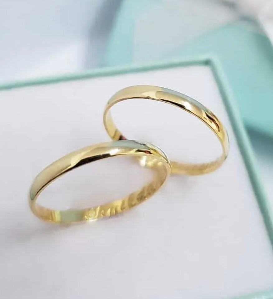 Conjunto Alianças Banhada Ouro 18K 2mm
