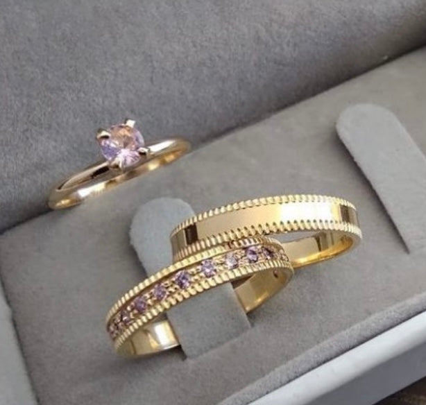 Conjunto Alianças Banhado a ouro 18k - De Janeiro a Janeiro 4mm
