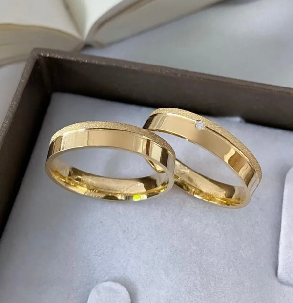 Conjunto Alianças Banhada Ouro 18K 5mm - Bangladesh