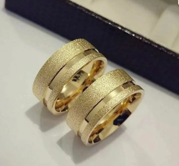 Conjunto Alianças Banhada Ouro 18K 8mm - Santos