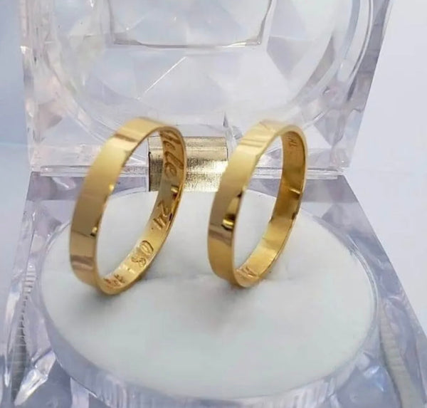 Conjunto Alianças Banhada Ouro 18K 5mm